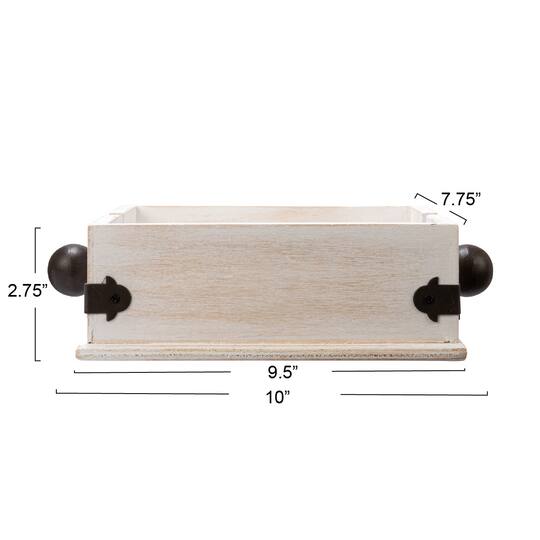 Hello Honey® 9.5" Whitewashed Farmhouse Square Wood & Metal Napkin Holder